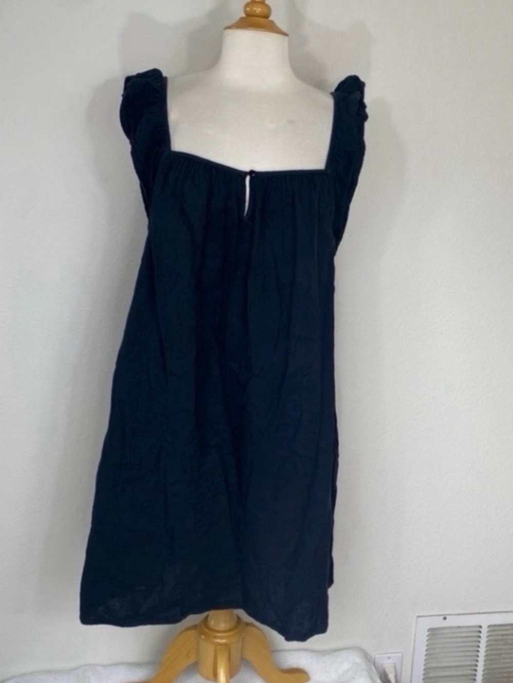 Vineyard Vines Womens Black Gauzy Cotton Sheath Mini Dress Coastal Casual Size M